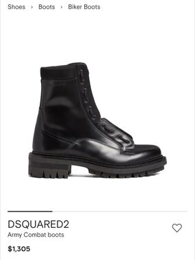 DSQUARED2 Black Leather Army Combat Boots EU43 Stiefel Made In Italy